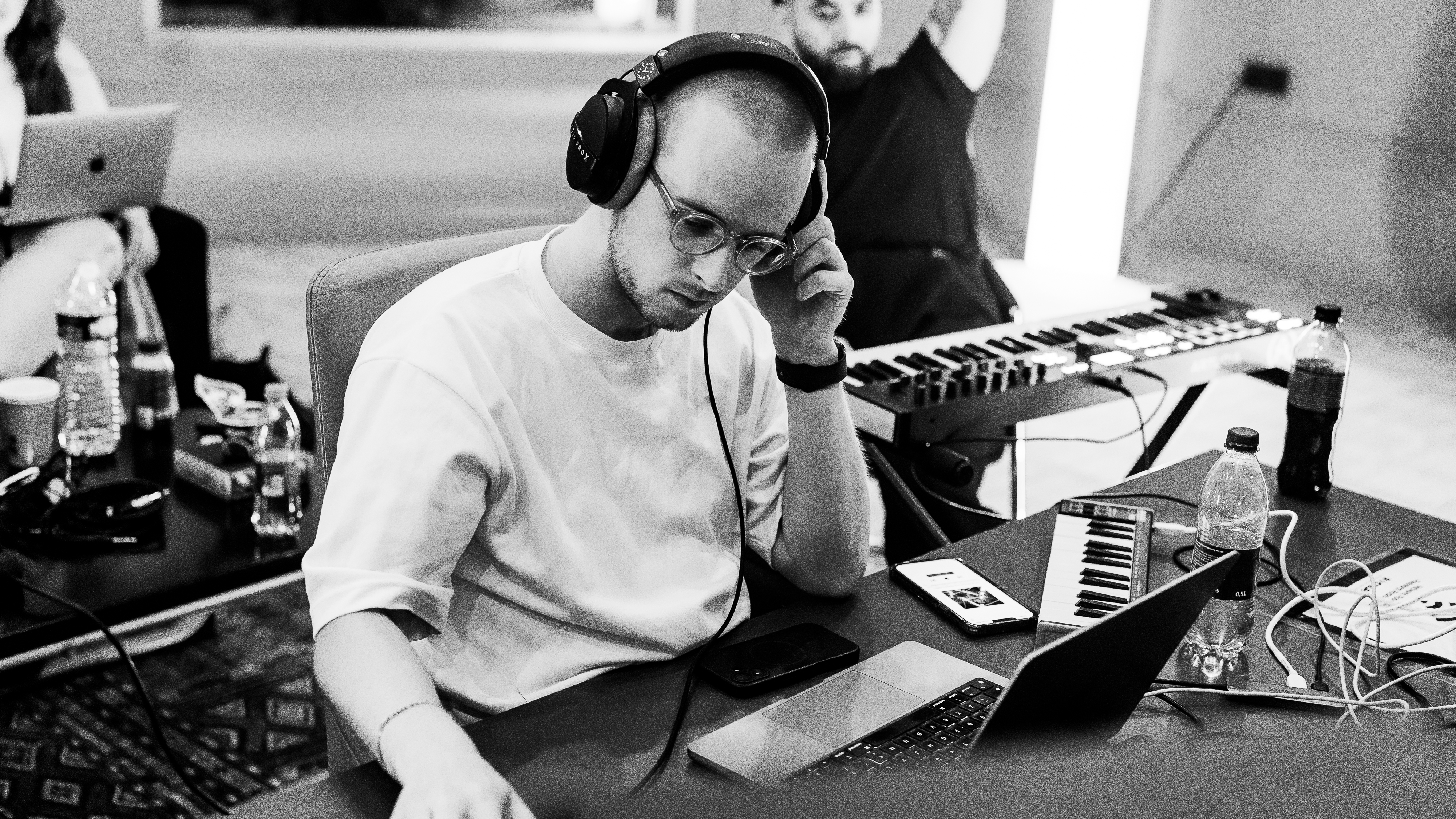 Remy Cooper listening during a writing session