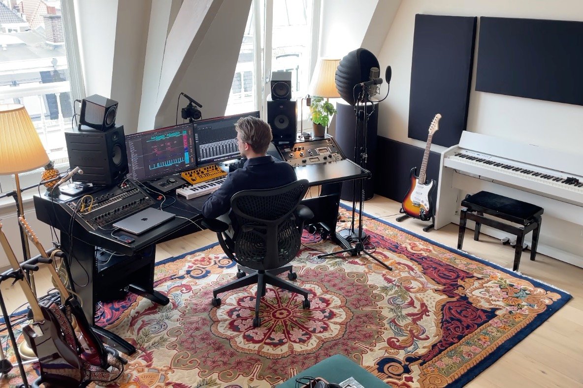 Remy Cooper working at the mastering setup in his studio